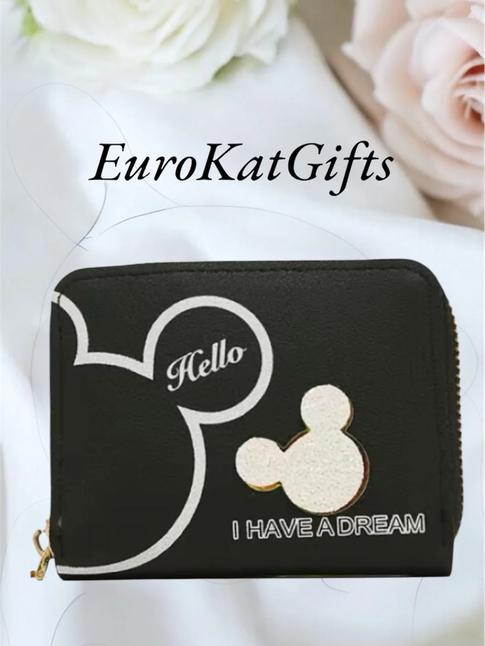 Black  Zip corner Wallet with Mickey Mouse Design NEW